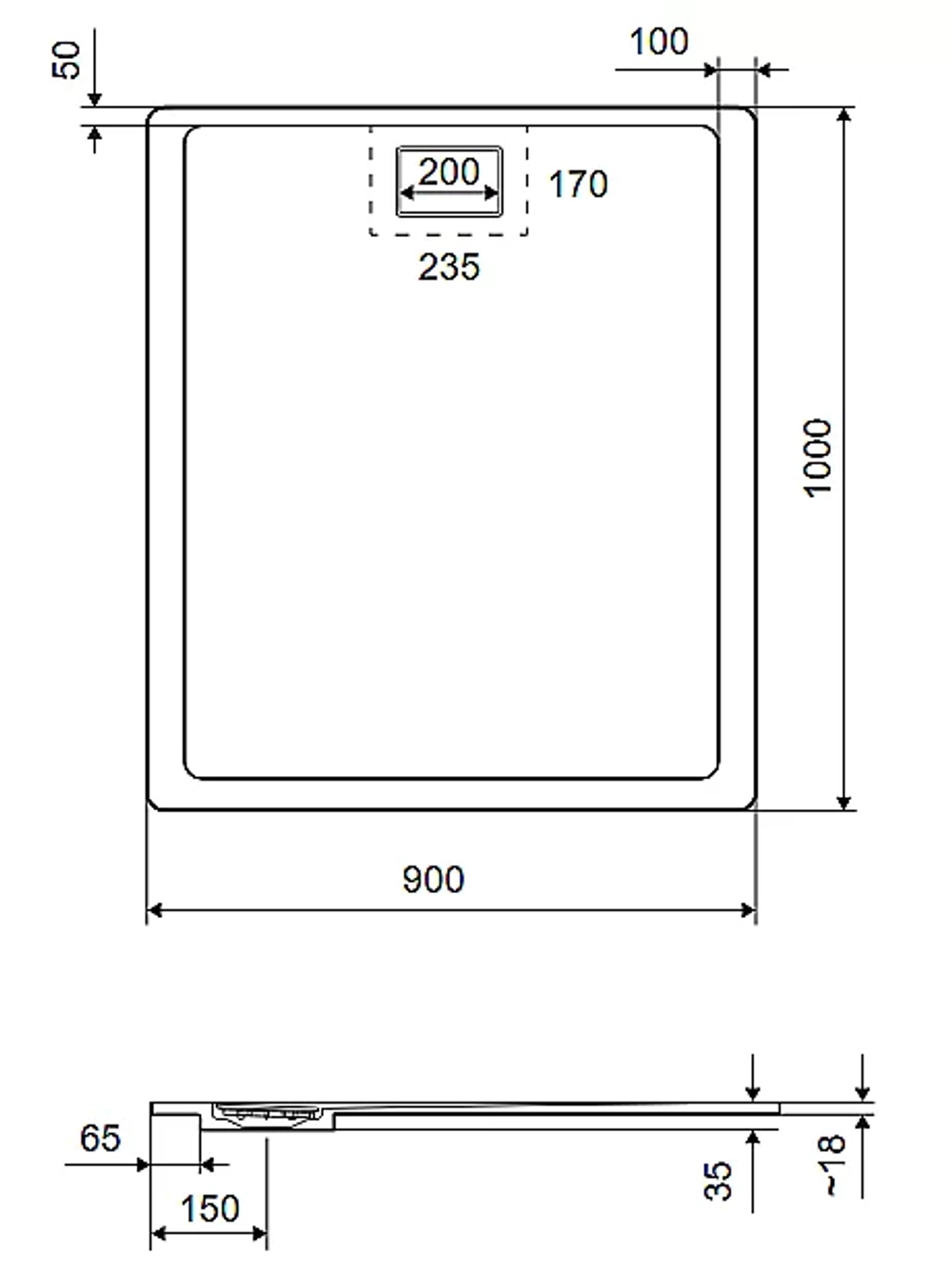 Душевой поддон Excellent Lavano 100x90 черный