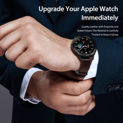 Ремешок из натуральной кожи коричневого цвета от Dux Ducis для смарт часов Samsung Galaxy Watch 3, 4, 5, 6 и 7 (размер крепления 20мм), серия Business Series