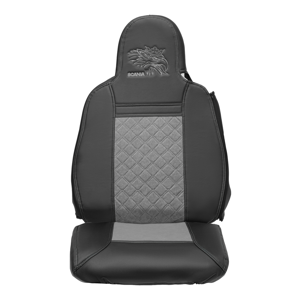 Чехлы Scania 6 серия (экокожа, черный, серая вставка)