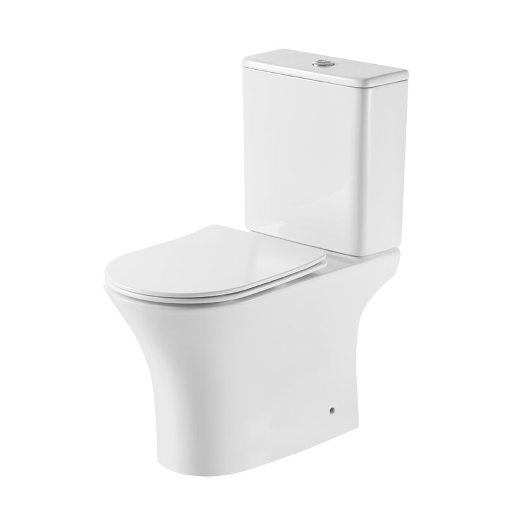 Унитаз напольный Grossman Classic GR-4465SQ-K26 (650х355х790) безободковый,белый с тонкой крышкой,микролифт,смыв торнадо,2 места