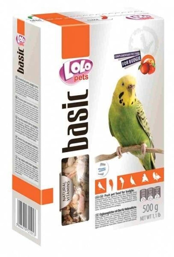 LoLo PETS Корм для волнистых попугаев фруктовый 500г.