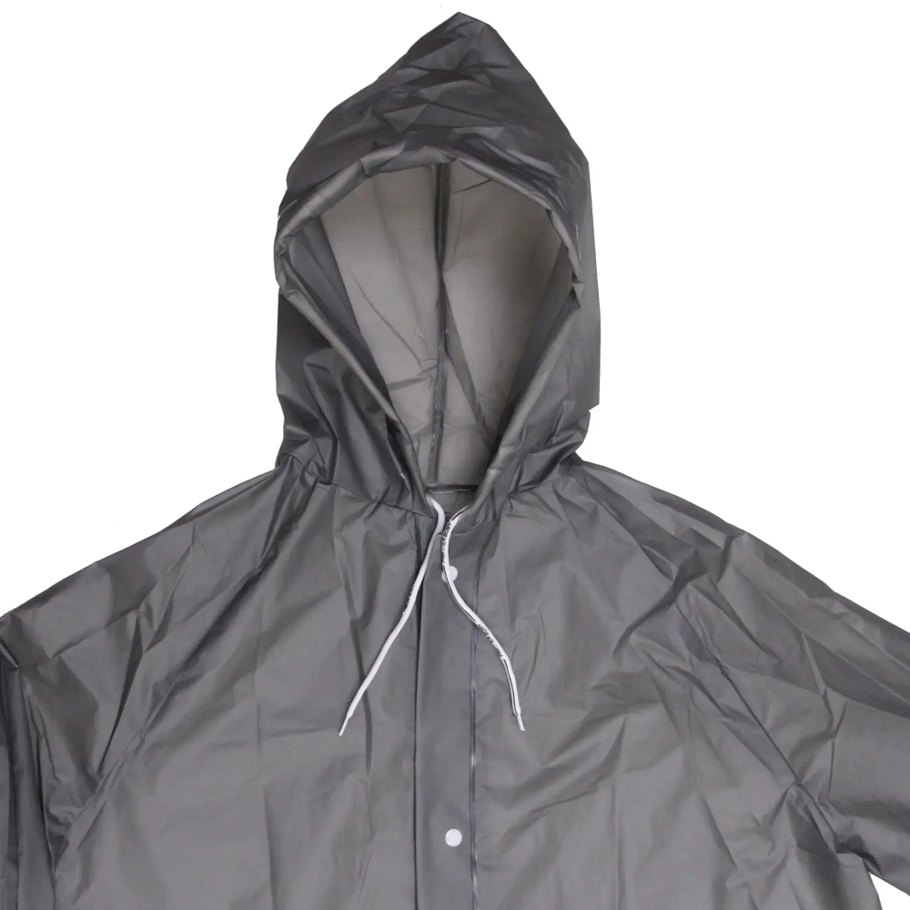 Дождевик-плащ 140 Мкрн 115*65см «Уральский» с капюшоном и завязками, на кнопках, серый ДоброСад