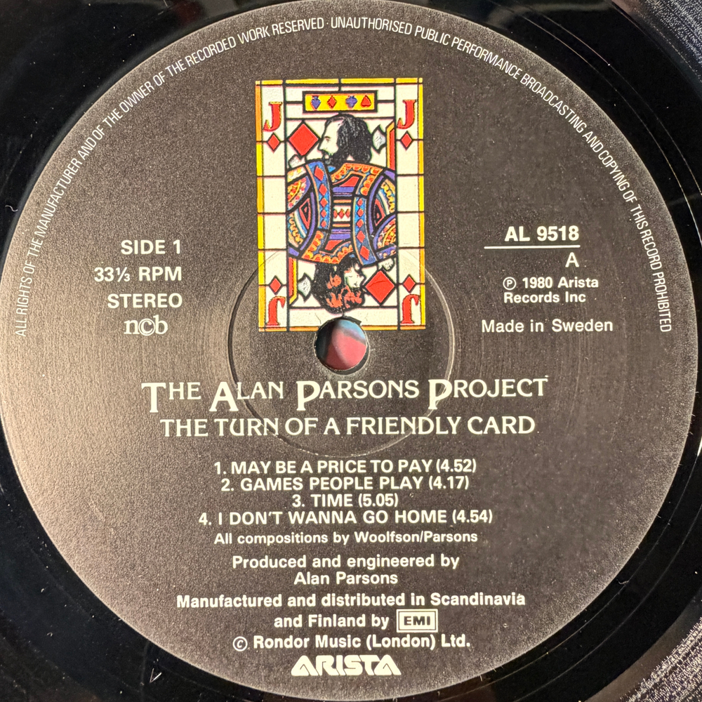 The Alan Parsons Project ‎– The Turn Of A Friendly Card (Швеция 1980г.)