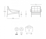 Кресло лаунж металлическое Scab Design Dress Code Glam Indoor, тортора, красный