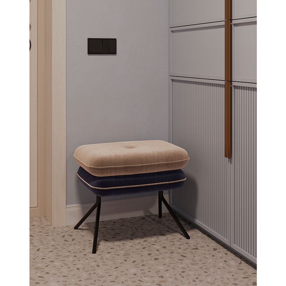 Пуф Pea, велюр, бежевый/темно-синий