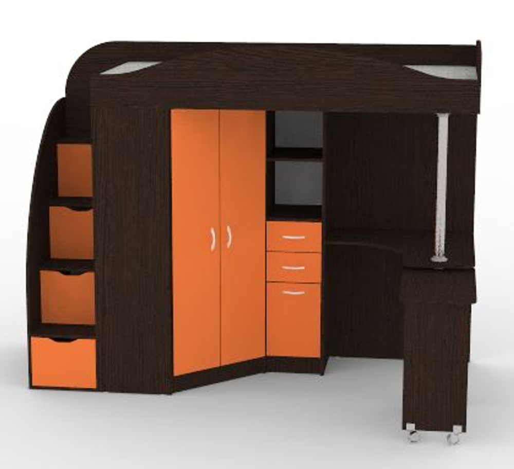 Кровать-чердак КарИВи Юниор 4 Венге Оранжевый