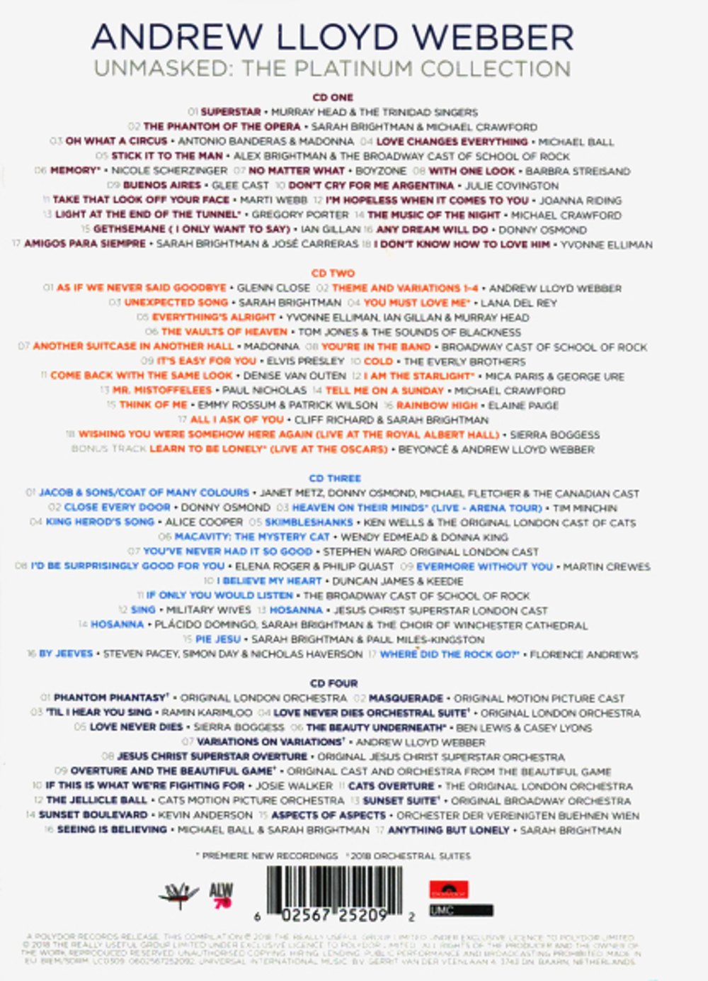 Andrew Lloyd Webber / Unmasked: The Platinum Collection (4CD)