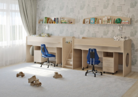 Детская стенка КарИВи Л-№17  Дуб Молочный  Дуб Молочный