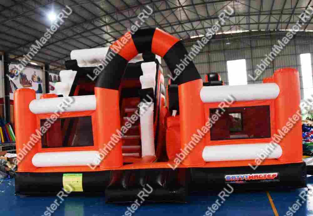 Коммерческий батут "Белый клык" с механизированной головой, 6*5*4 м черно-оранжевый