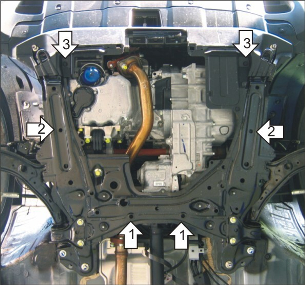 Усиленная защита Motodor картера двигателя, кпп. 5 мм, алюминий. для Honda CR-V III 2006-2009,Honda CR-V III 2009-2012 арт.30803