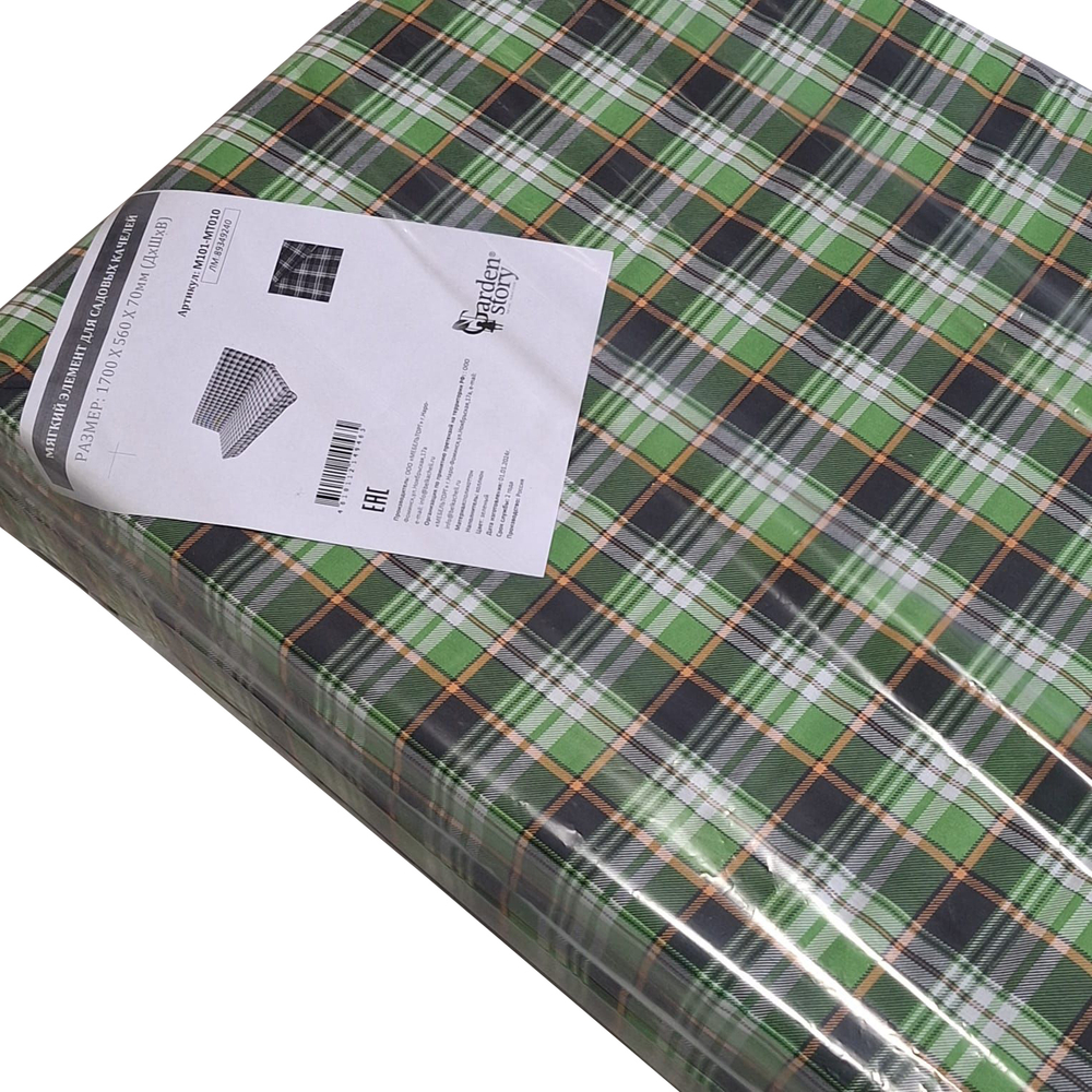 Мягкий элемент  1700х560х70 поликоттон М101-МТ010.. арт.Люкс,Люкс2,Комфорт,Триумф,Орбита,Ямайка,Майами (цвет ткани . рис.зеленая клетка "Garden story"