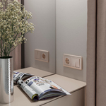 Выключатель двухклавишный проходной (шампань рифленый)