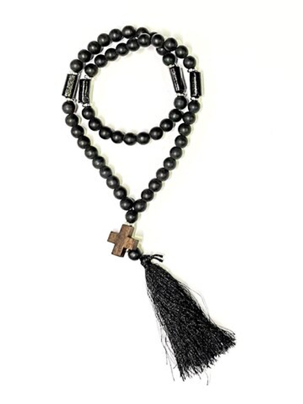 Четки 50 зёрен, оникс: чёрные, коричневые, d= 8 мм (Сев)