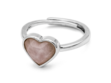 Кольцо "Сердце" 10,5мм с розовым кварцем (уценка)