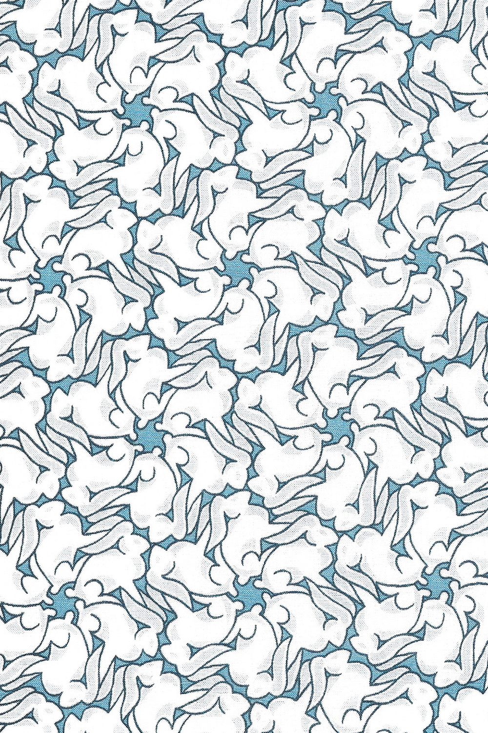 Рубашка с бело-голубым принтом "Кувыркающиеся хвосты"