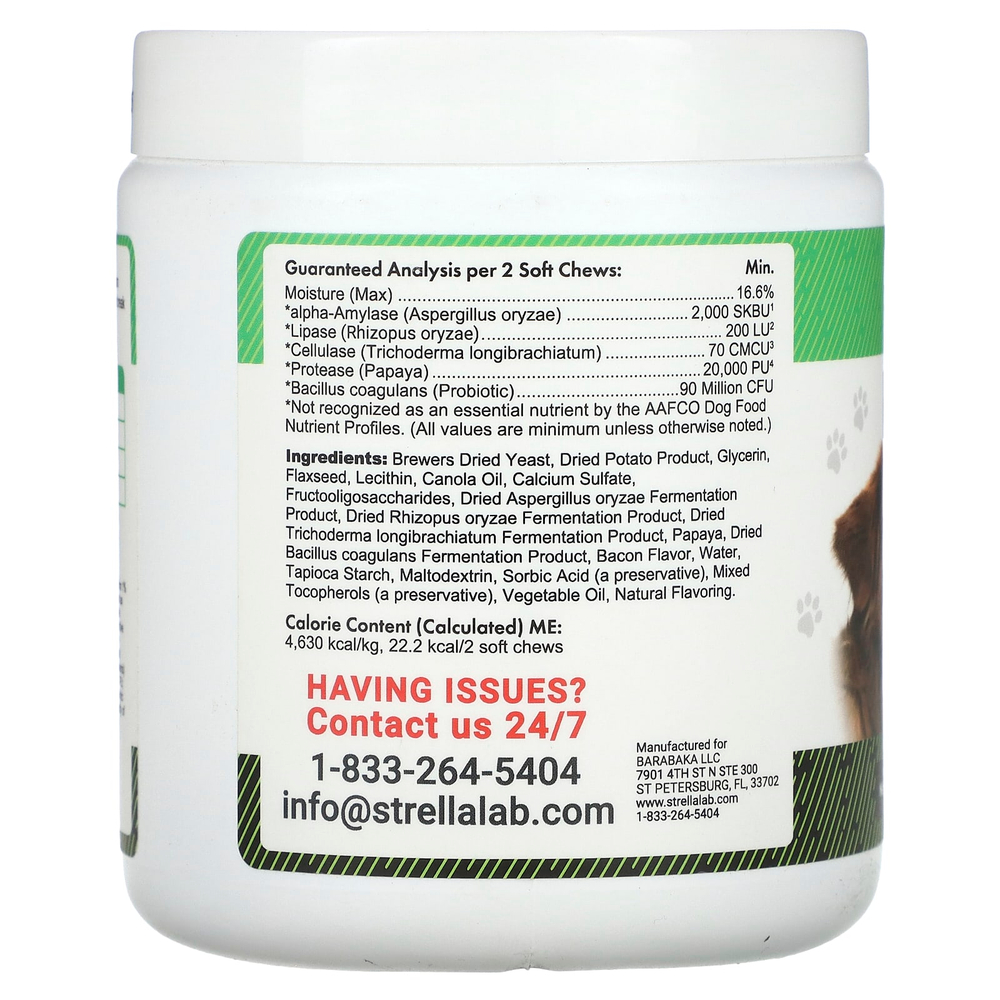 StrellaLab, пробиотики, для собак, со вкусом бекона, 120 жевательных таблеток, 288 г (10 унций)