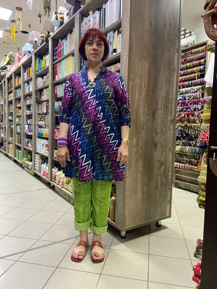 Блузка-туника с глубоким вырезом "Зигзаги", Хлопок 160948