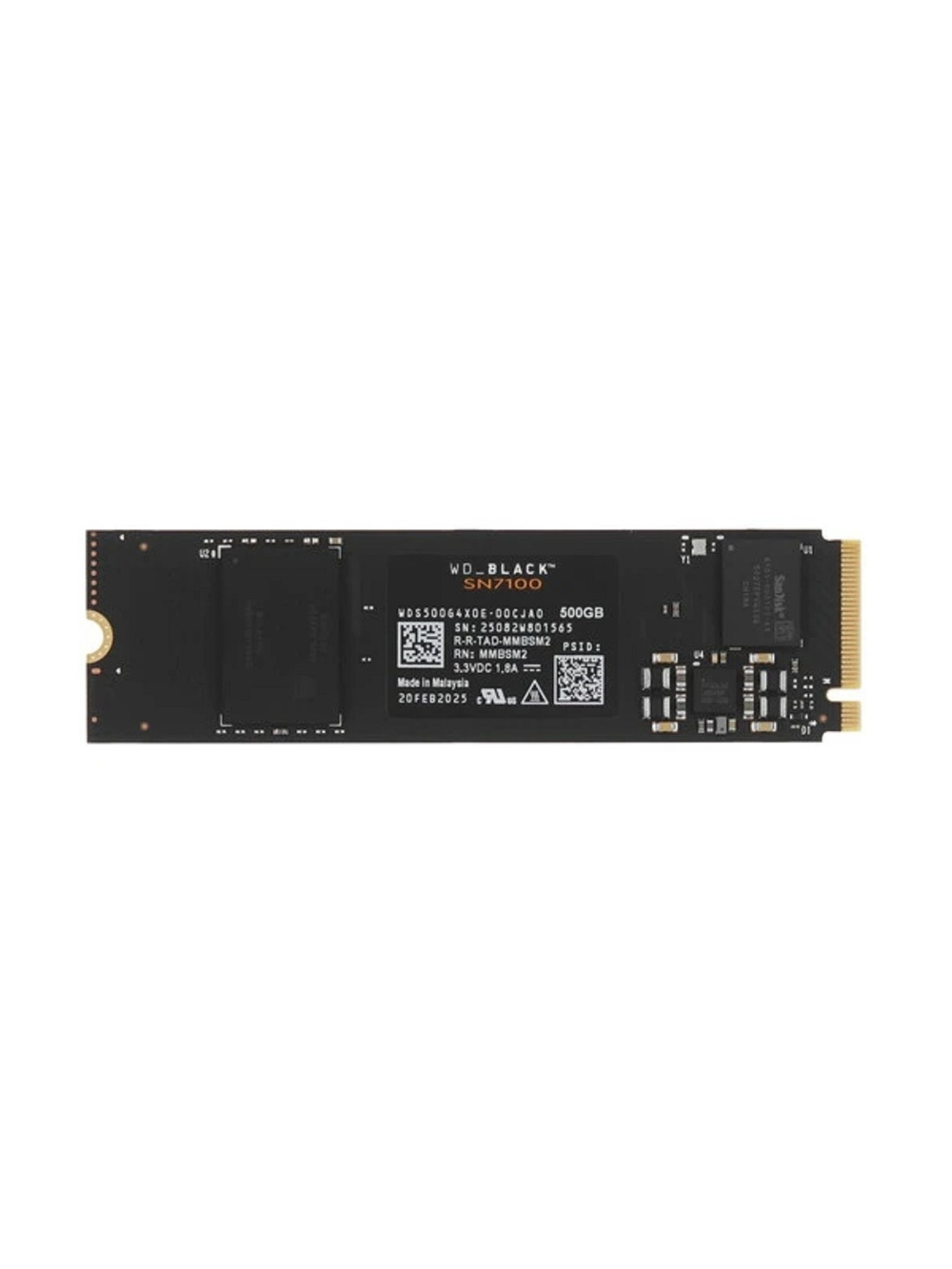 WD SSD Black SN7100, 500GB, M.2(22x80mm), NVMe, PCIe 4.0 x4, TLC, WDS500G4X0E
