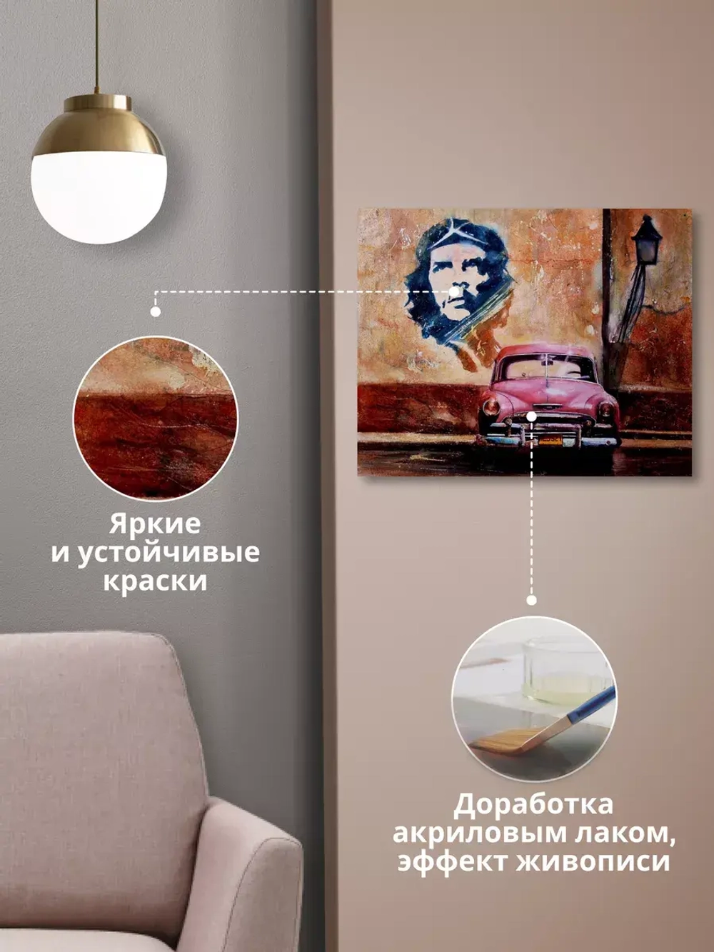 Кубинская интерьерная картина на холсте, фотопечать 40*50