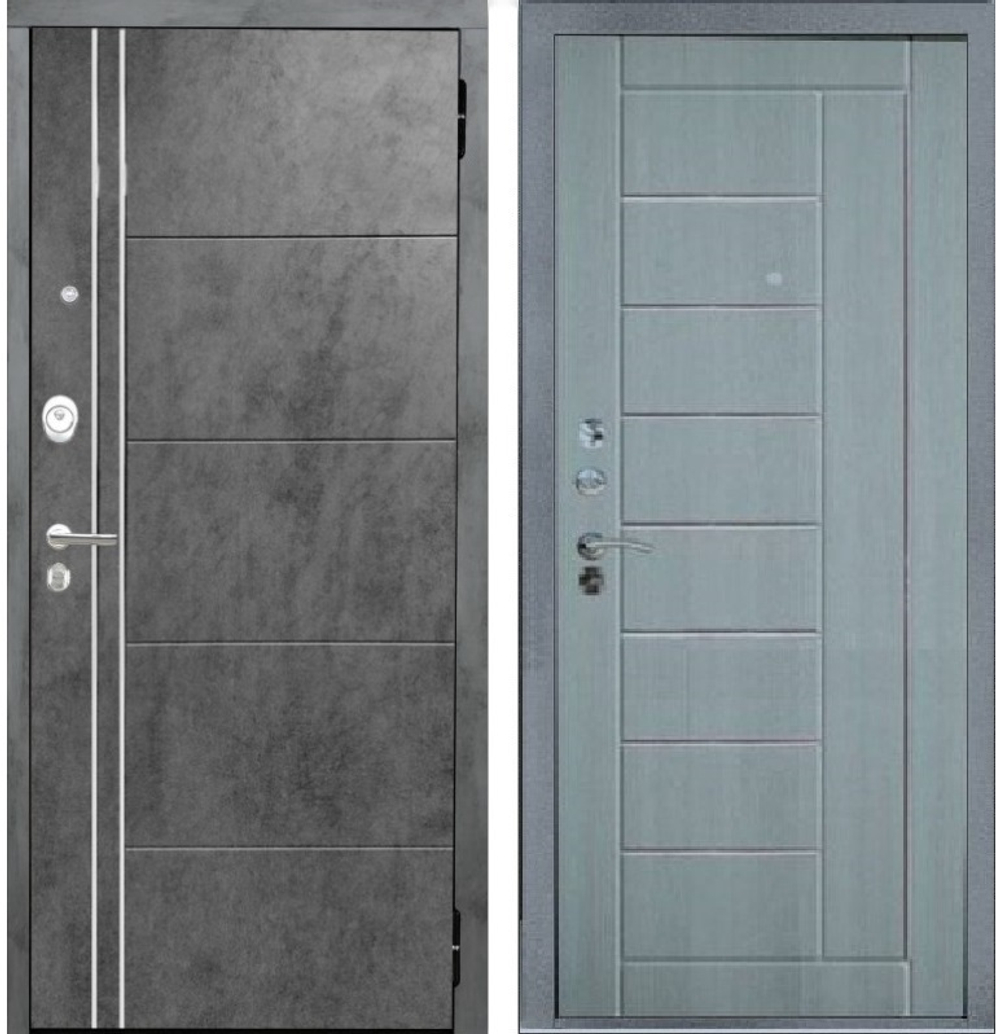 Входная дверь Аргус Люкс 3К 2П Лофт бетон темный / Фриза бетон темный,молдинг хром