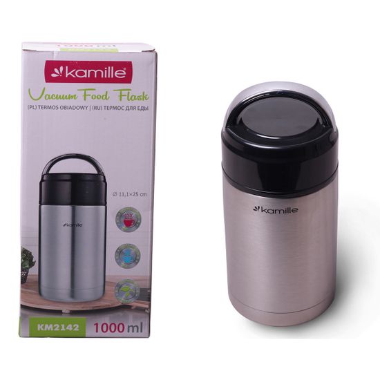 Термос для еды  Kamille KM 2142 (1 л.) из нержавеющей стали