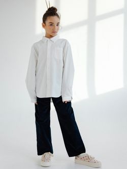 Брюки широкие из микровельвета ТЕМНО-СИНИЙ