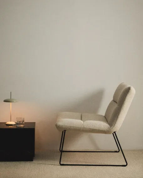 Лаунж-кресло Asen, бежевый шенилл, черные ножки