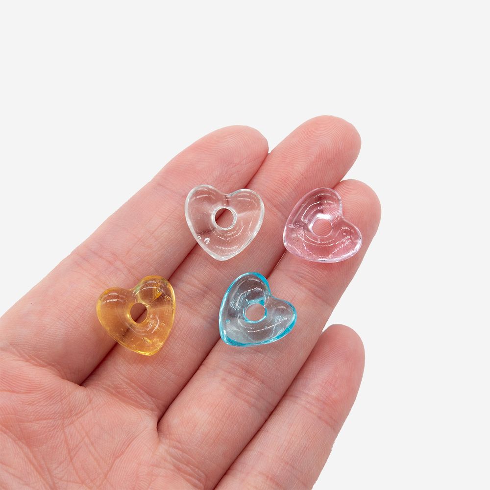 Стеклянная подвеска "Сердце", 13,5*15мм, прозрачный