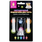 Цифра-подсвечник "7" светодиодная, ЗОЛОТАЯ СКАЗКА, в наборе 4 свечи 6 см, 1 батарейка, 591430