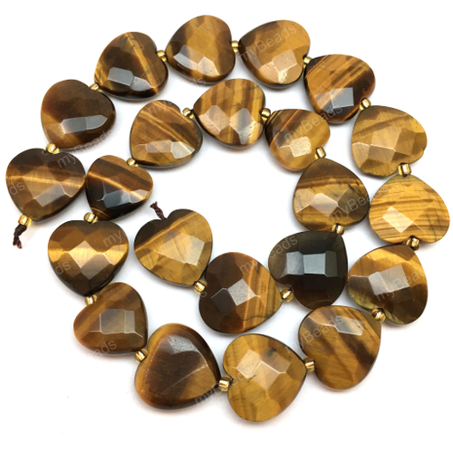 Тигровый глаз граненый 18х17 мм, бусины - сердце