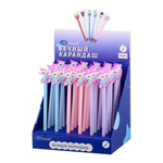 Карандаш вечный, чернографитный, Basir, серия "Единорог", с фигуркой на наконечнике, 3 цвета корпуса, 36 шт