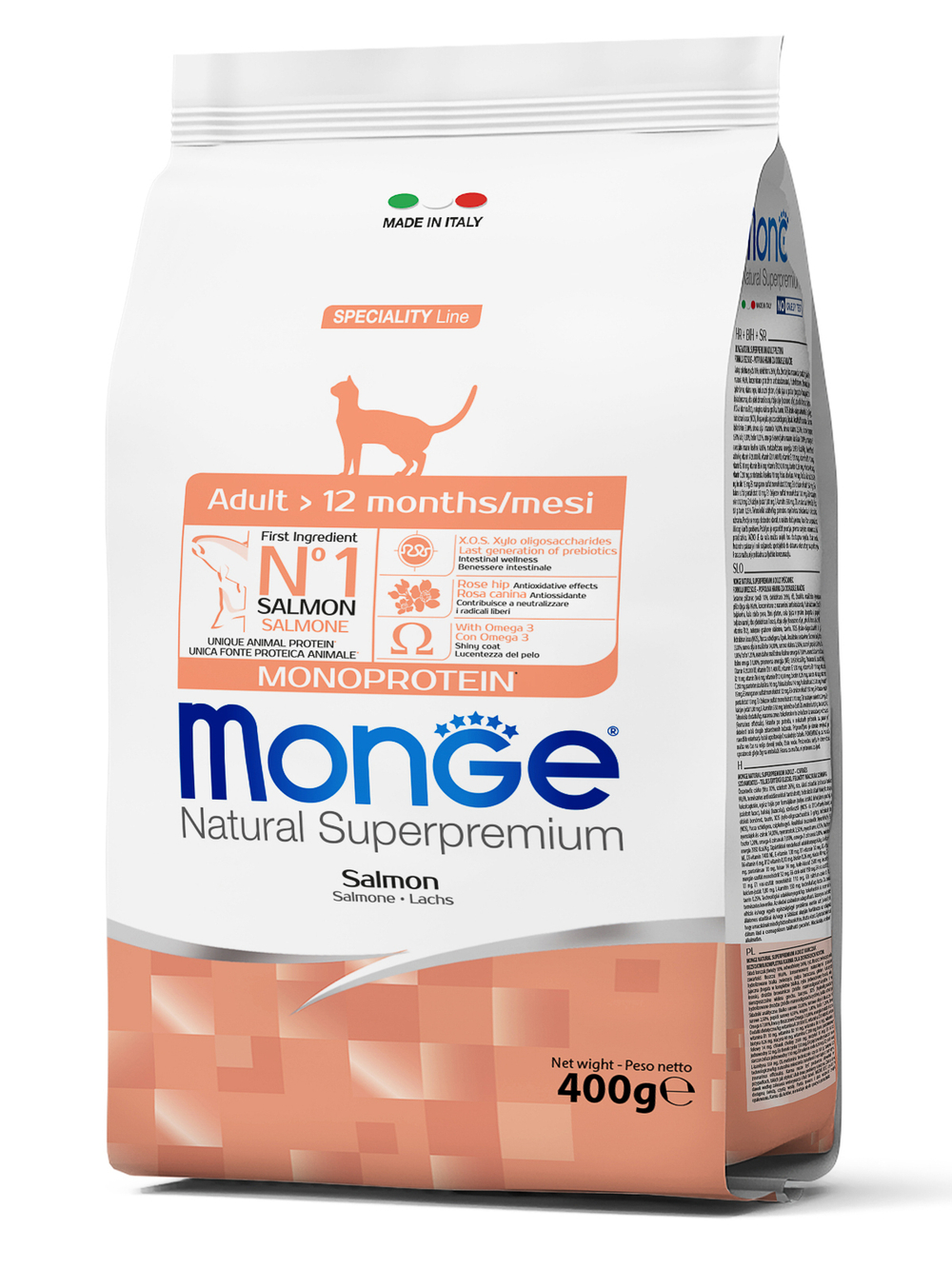 Сухой корм Monge Cat Speciality Line Monoprotein Adult для взрослых кошек с лососем 400 г