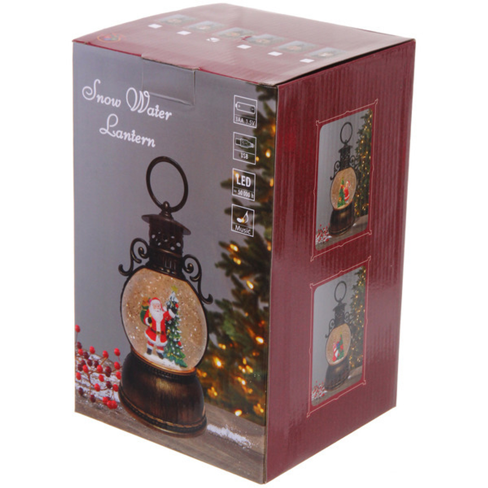 Сувенир с подсветкой «Веселый снеговик» 10,5*10,5*20 см (работает от 3*АА и USB+музыка, подсветка)