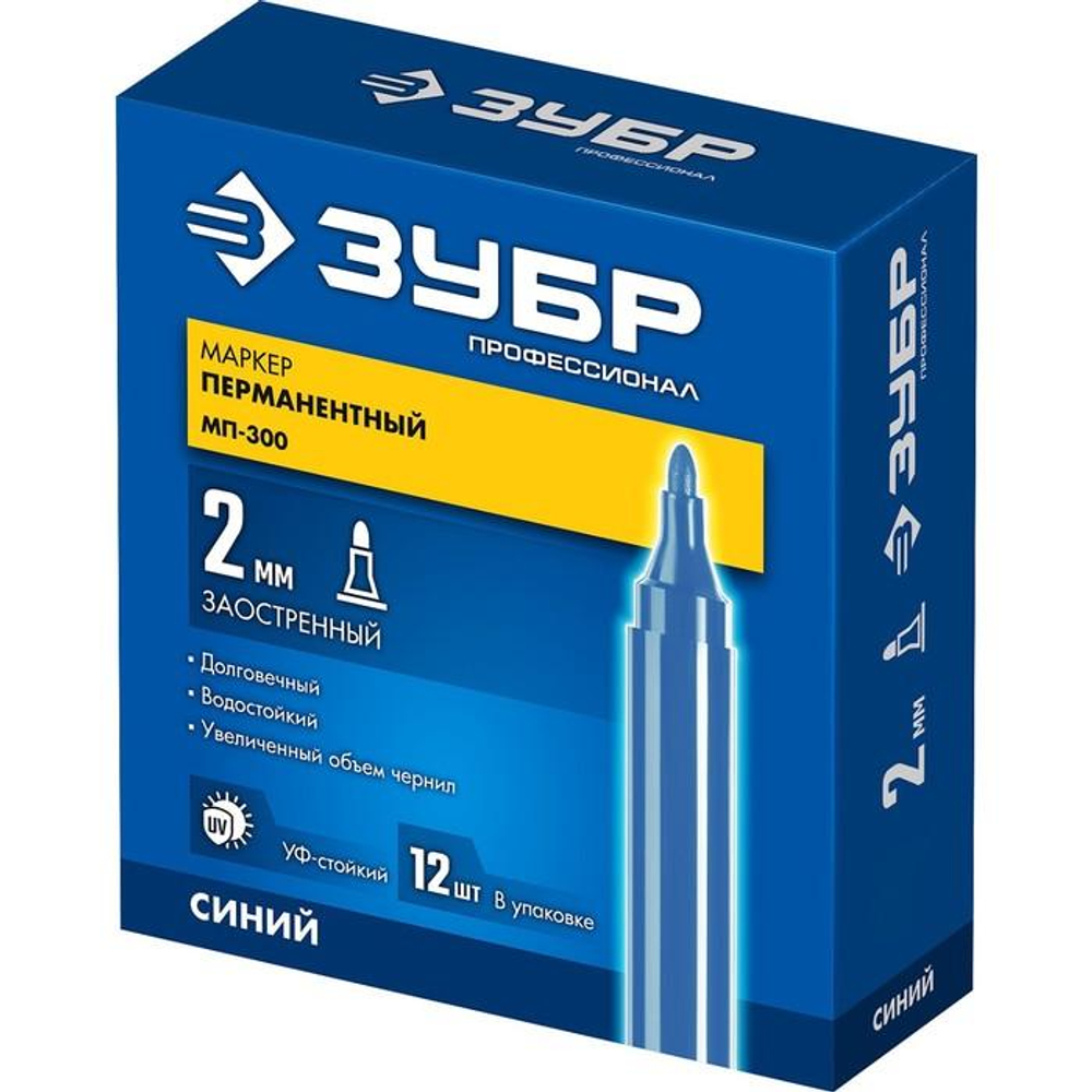 Маркер перманентный Синий заостренный Профессионал МП-300 ЗУБР 2мм