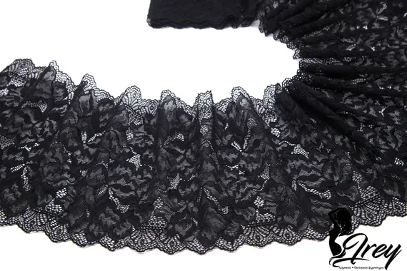 03-266 Кружево эластичное 23 см, черный 170