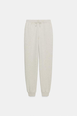 ZARA БРЮКИ-ДЖОГГЕРЫ В СТИЛЕ РУСТИК, БЕЖЕВЫЙ МЕЛАНЖ