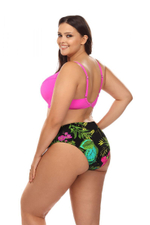 Яркий раздельный купальник plus size с принтом на трусиках (Размер: 85C/42) (Цвет: ярко-розовый)