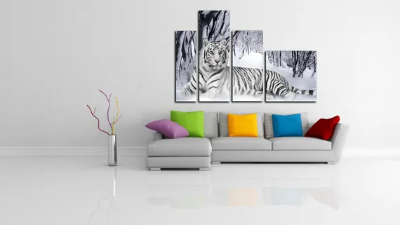 Модульная картина "Белый тигр"