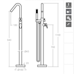 Напольный смеситель для ванны с душевым комплектом URBAN CHIC 218503MO