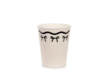 Стаканы белые с чёрным бантиком 6 шт.