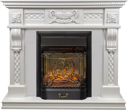 Каминокомплект Corsica - Матовый белый (Ширина 1100) с очагом Majestic FX M Black RC