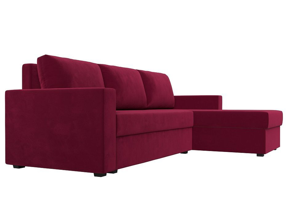 Диван угловой Траумберг Лайт правый угол, Бордовый, Микровельвет, 117132
