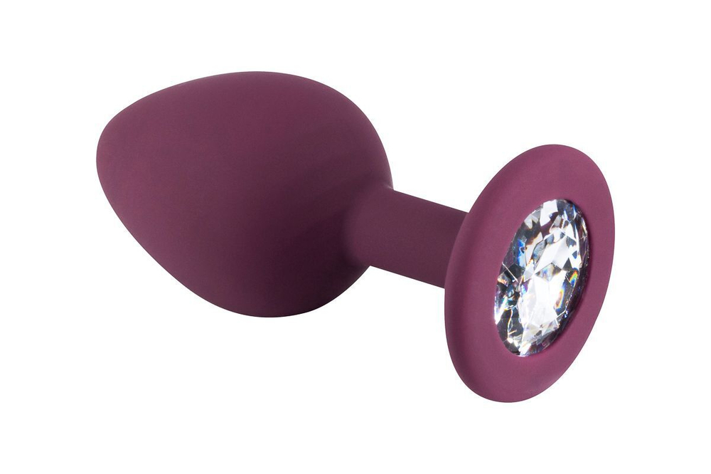 Бордовая средняя силиконовая пробка с прозрачным кристаллом (Цвет: бордовый)