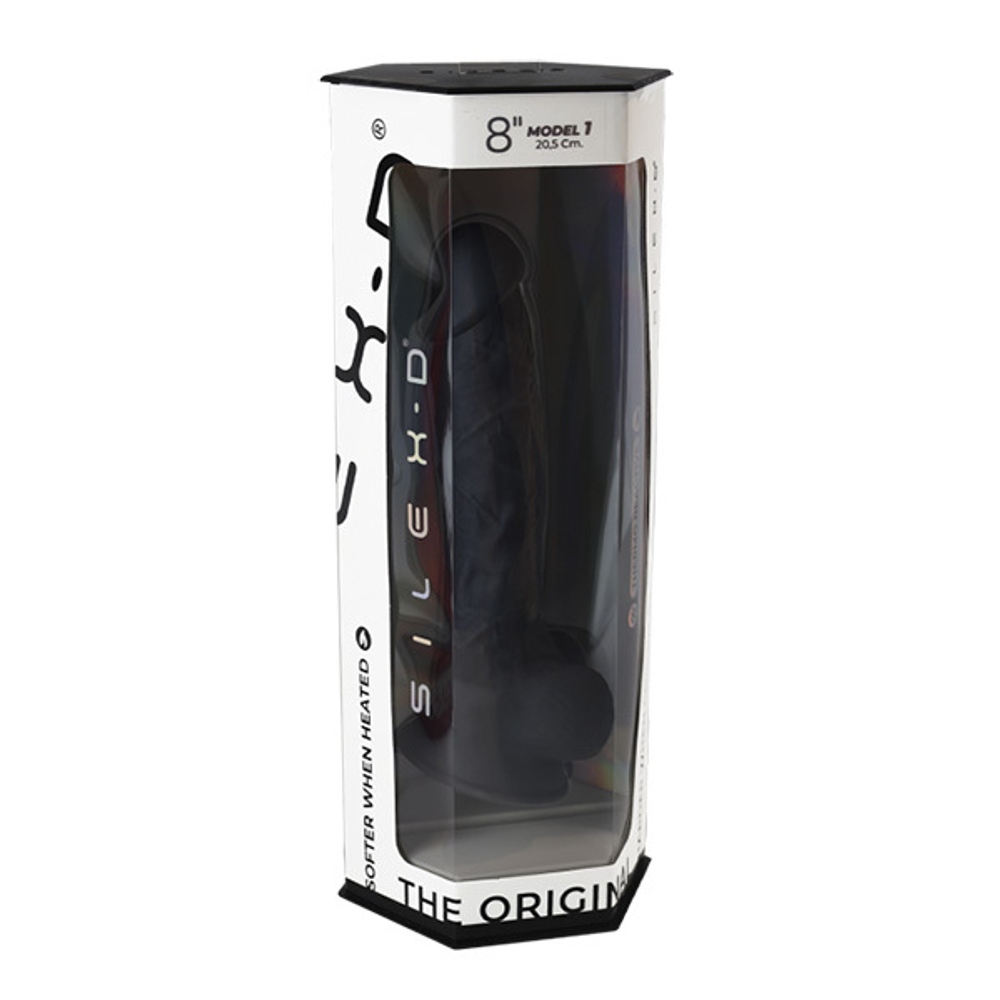 Черный фаллоимитатор 20см на присоске с мошенкой SilexD Premium Silicone Dildo 8" Model 1