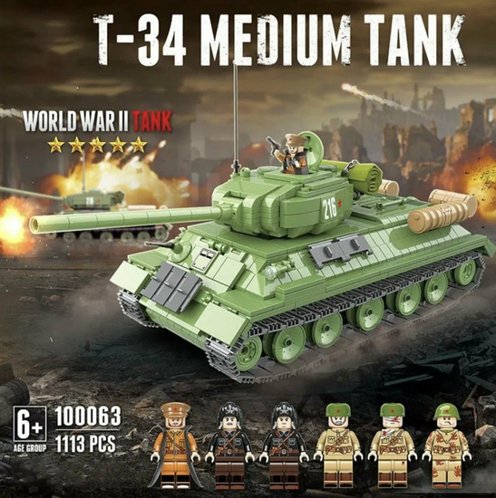 Конструктор Средний Советский танк Т-34 1113 деталей