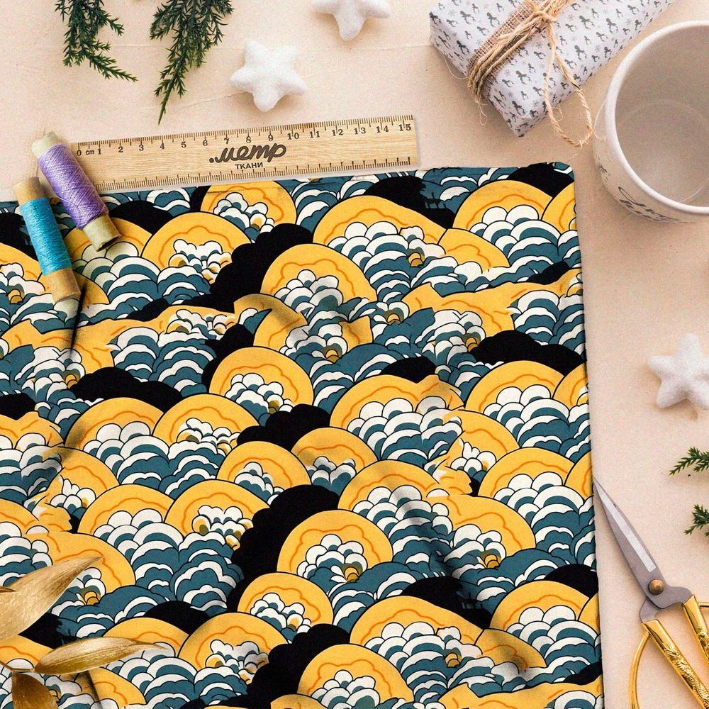 Ткань премиум флис призрачные облака