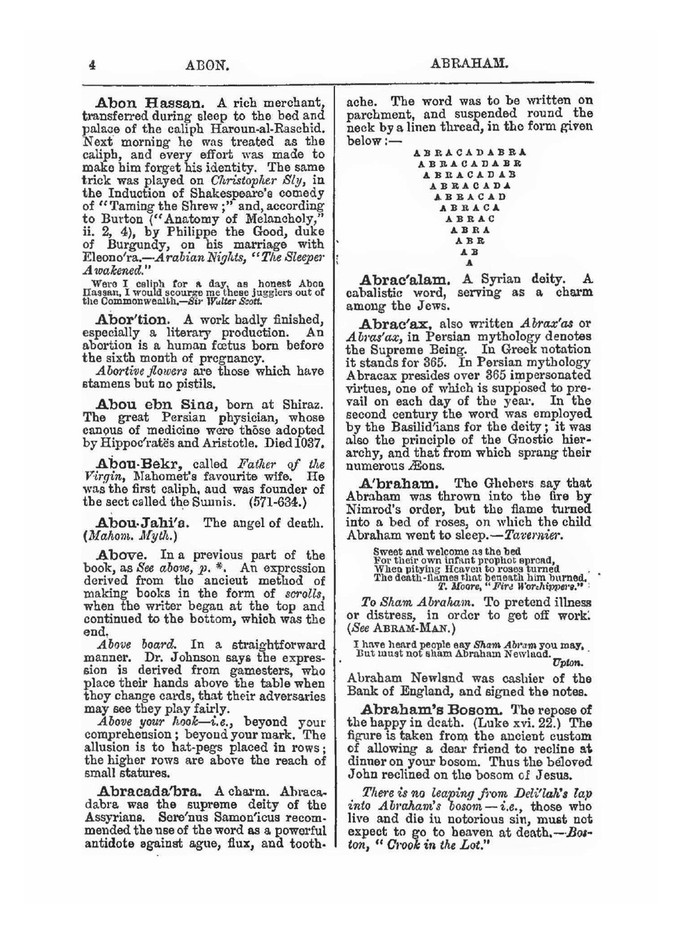 Dictionary of Phrase and Fable. Giving the Derivation, Source, or Origin of Common Phrases, Alusions, and Words that have a Tale to Tell Part 1 | Brewer Ebenezer Cobham