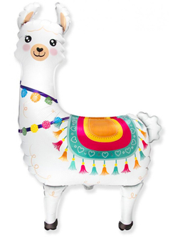 Шар (37""/94 см) Фигура, Лама Альпака, Белый, 1 шт. Б049