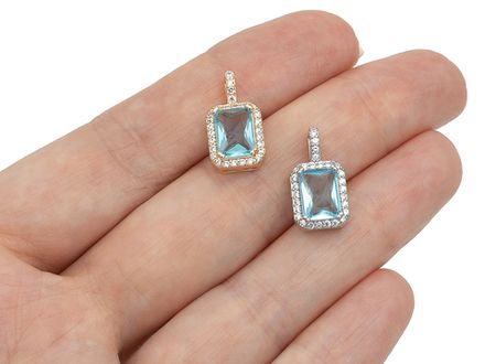 Подвеска-кулон "Топаз", 16,5мм (голубой-серебро)