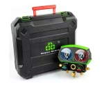 Манометрическая станция Super Stars ST-B280 (R22/404/407/410, 2-х вентильный; шланги 1.5м до 55 Bar-1/4"SAE, 2 адаптера R410 x R22, манометры 80мм, в кейсе)
